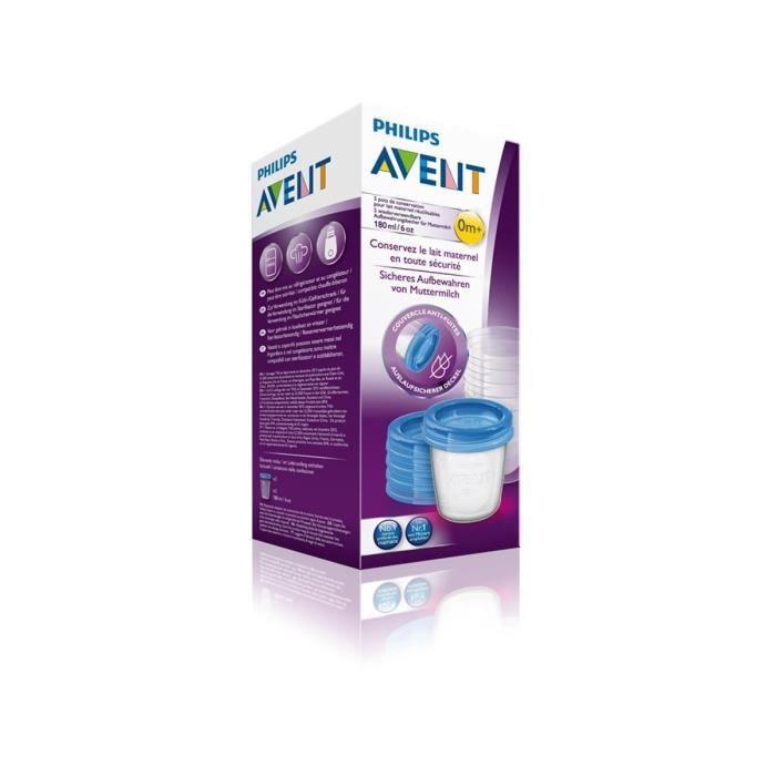 „Philips Avent“ – motinos pieno laikymo puodelis, 180 ml / 6 uncijos, 5 vnt.