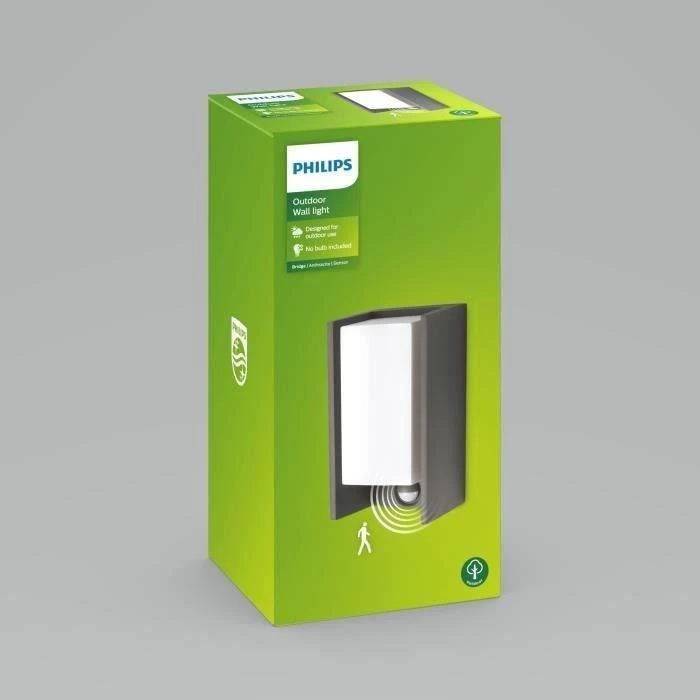 Sien.lauko šviestuvas su jud.jutikliu IP44 Bridge Philips 15W E27 antracito spalvos