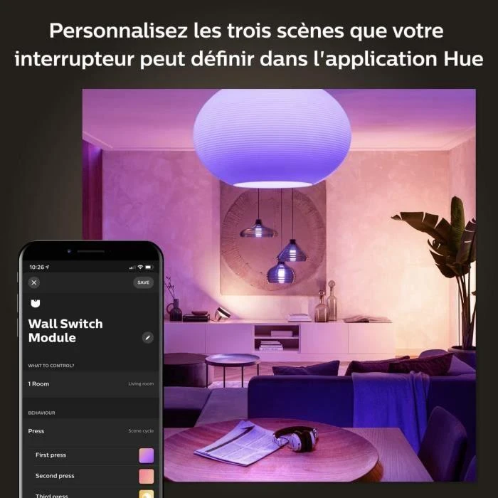 Sieninis šviestuvas „Philips Hue“ sieninis jungiklis, 2 vnt. pakuotėje
