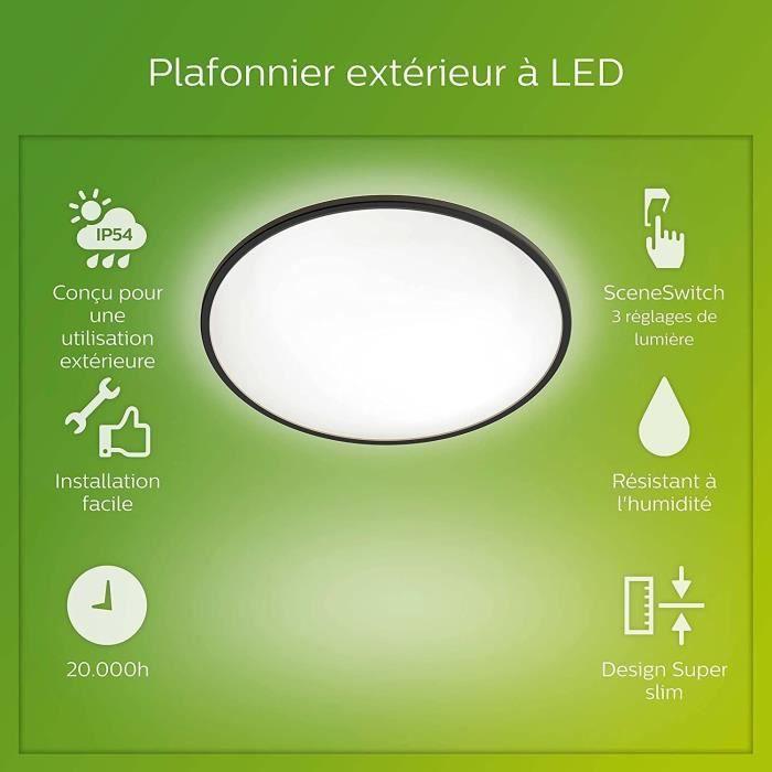 Lampa sufitowa Helios Philips Superslim Ceiling 15W 2700K IP54 juoda