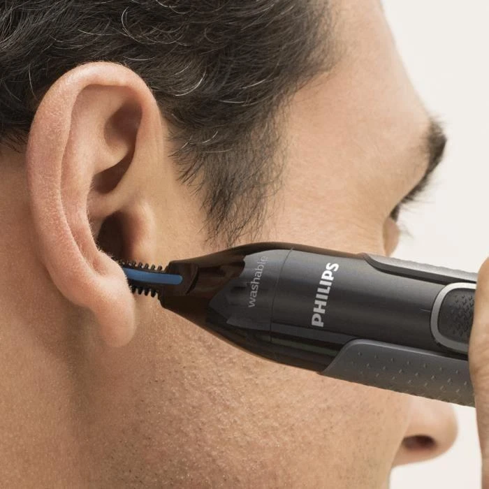 Philips series 3000 Patogi nosies, ausų ir antakių kirpimo mašinėlė NT3650/16 100 % atspari vandeniui, dvipusė apsaugos sistema