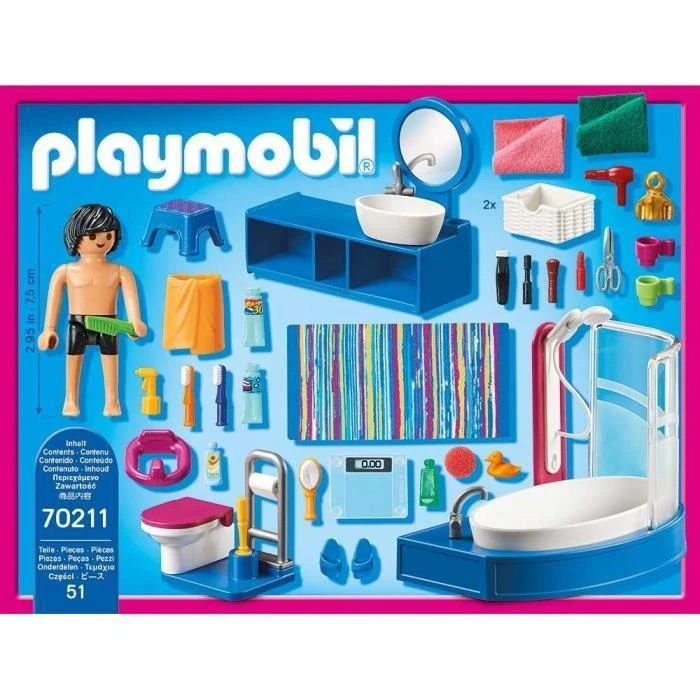 Playmobil Dollhouse 70211 Vonios kambarys su stumdoma vonia