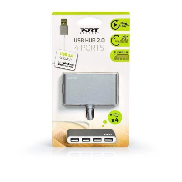 Port Designs USB šakotuvas PORT, 4 jungtys, USB 2.0