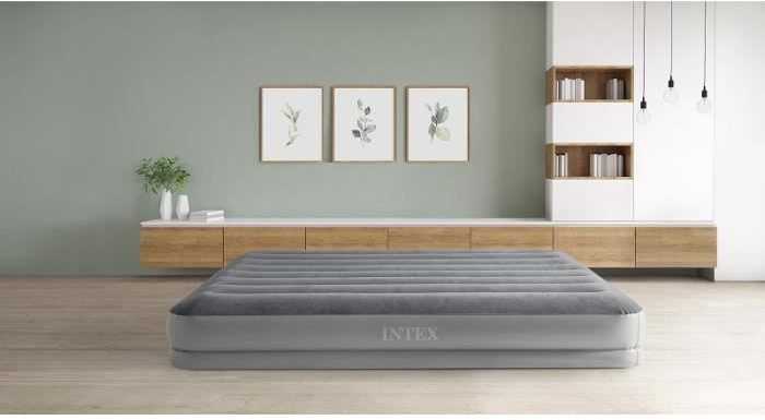Pripučiamas čiužinys INTEX Queen Dura-Beam, Prestige Downy Airbed su USB pompa, 152x203x30cm