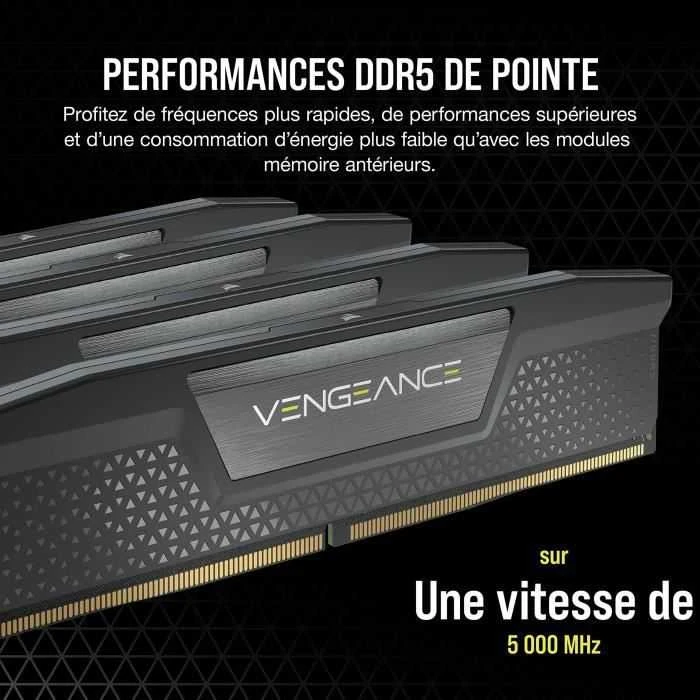 RAM CORSAIR DDR5 7200MT/s 32GB 2x16GB DIMM be buferio 34-44-44-96 OC PMIC XMP 3.0 VENGEANCE DDR5 1.45V, skirta Intel 700 serijai