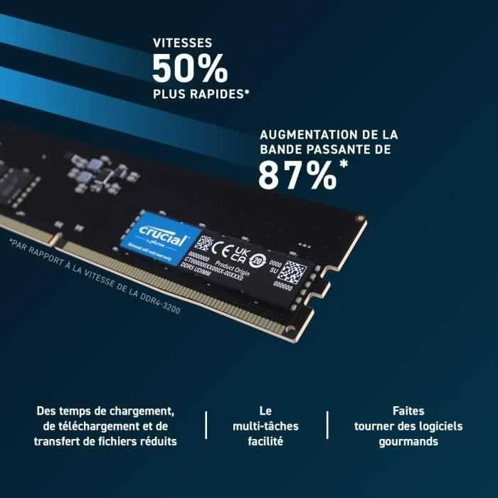 RAM Crucial 16GB DDR5-4800 UDIMM CL40 (16Gbit), EAN: 649528905628