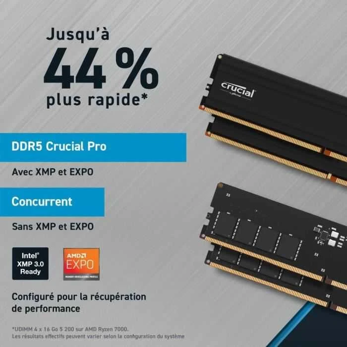 Crucial Pro DDR5 RAM palyginimo infografika