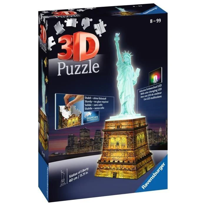 3D galvosūkis Laisvės statula su šviesomis - RAVENSBURGER dėlionė