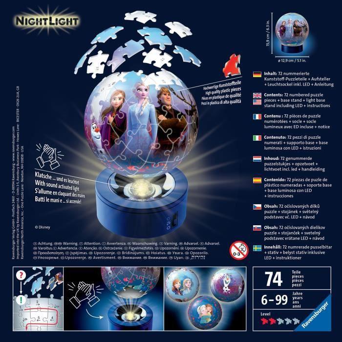 Ravensburger 3D dėlionė-naktinė lempa „Disney Ledo šalis 2“, 72 det., nuo 6 m.