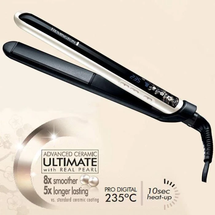 Remington | PEARL Plaukų tiesintuvas | S9500 | Garantija 24 mėn. | Ceramic heating system | Ekranas Digital display | Temperature (min) 150 °C | Temperature (max) 235 °C | Juodas