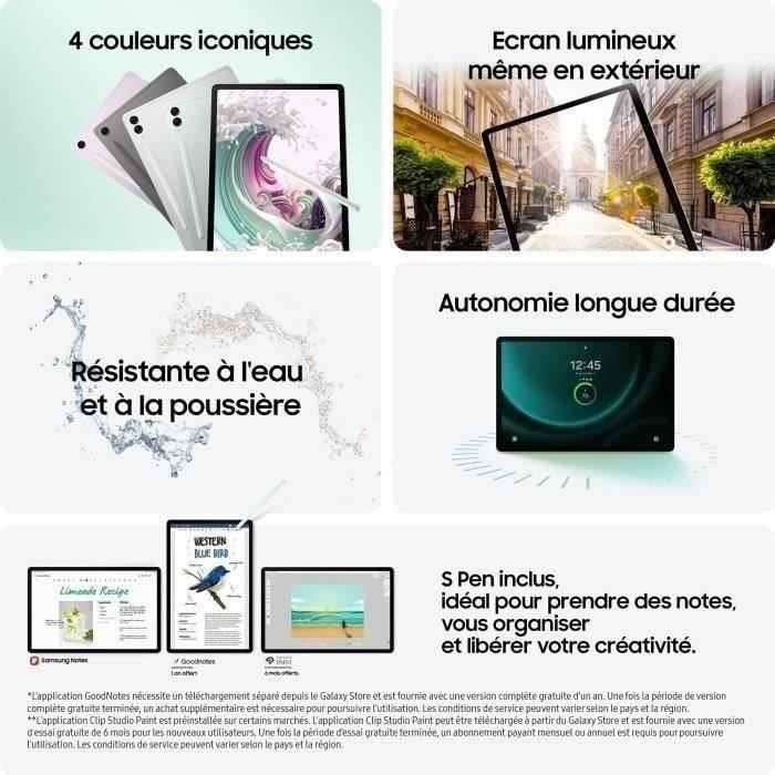 Planšetinis kompiuteris Samsung X516B Galaxy Tab S9 FE 10.9 5G 128GB, Pilkos spalvos