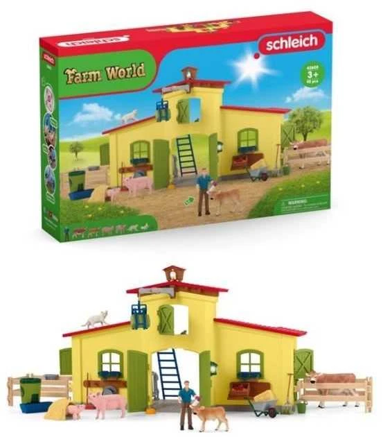 SCHLEICH FARM WORLD Didelis tvartas su gyvūnais ir priedais