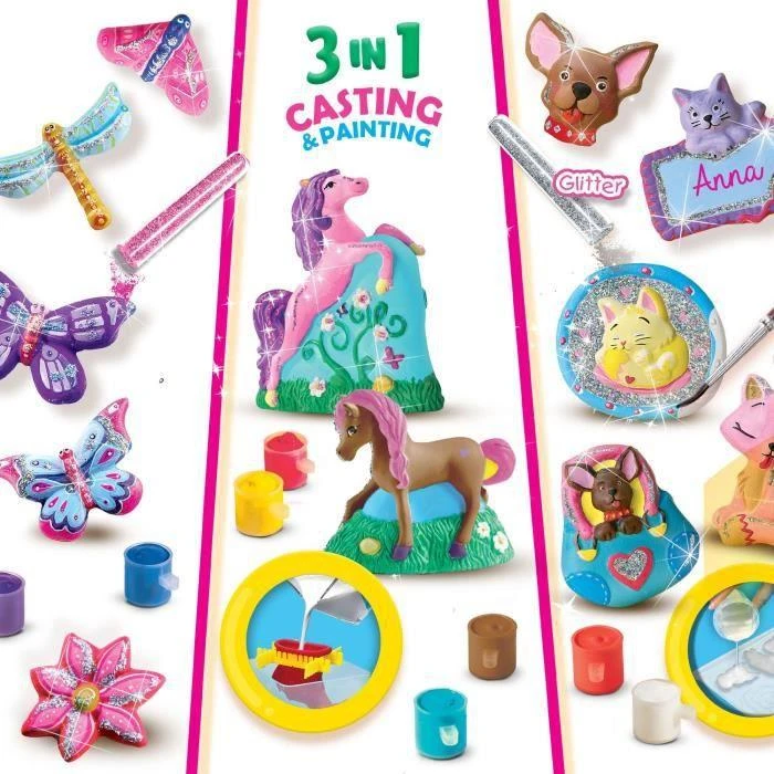 Ses Creative SES Gipso liejiniai – 3in1 blizgantys gyvūnėliai