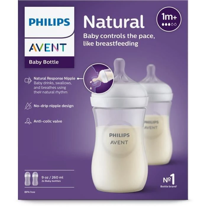 PHILIPS AVENT NATURAL RESPONSE BUTELIUKŲ RINKINYS, 260 ML, 1 MĖN.+, 2 VNT., BALTA