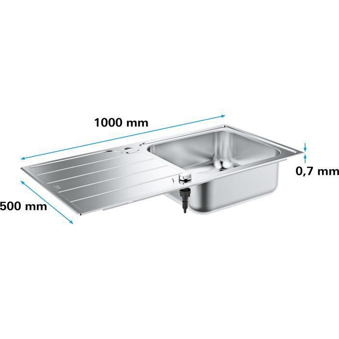 GROHE K500 Køkkenvask, rustfrit stål, nedfæld/planlim, 965x500mm