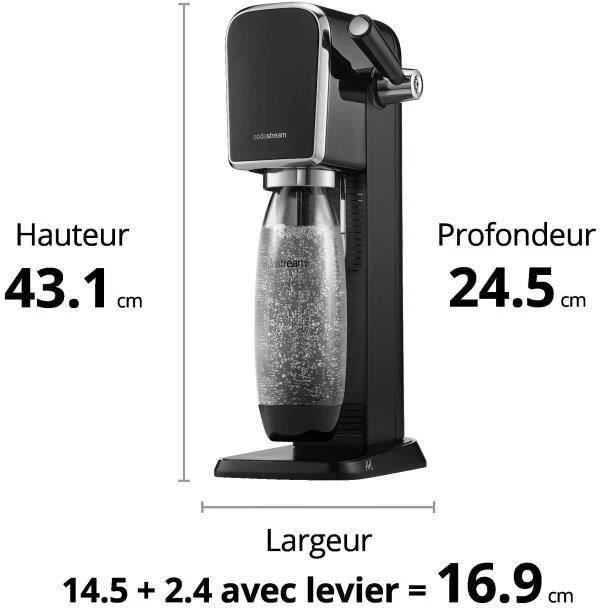 Gazuotų gėrimų gaminimo aparatas SodaStream Art, Juodas