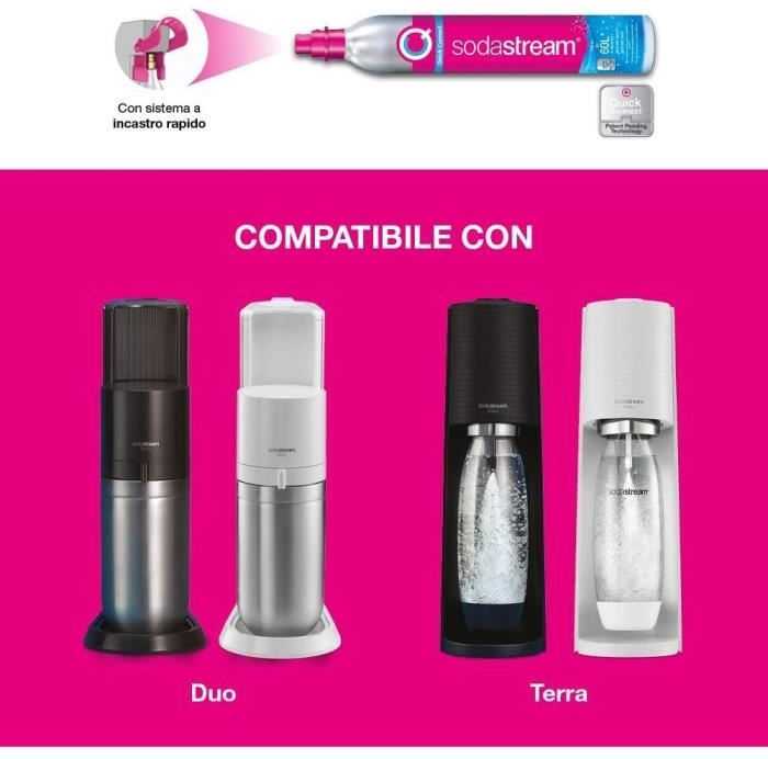 SodaStream Quick Connect CO2 angliarūgštės cilindras 60L, rožinis