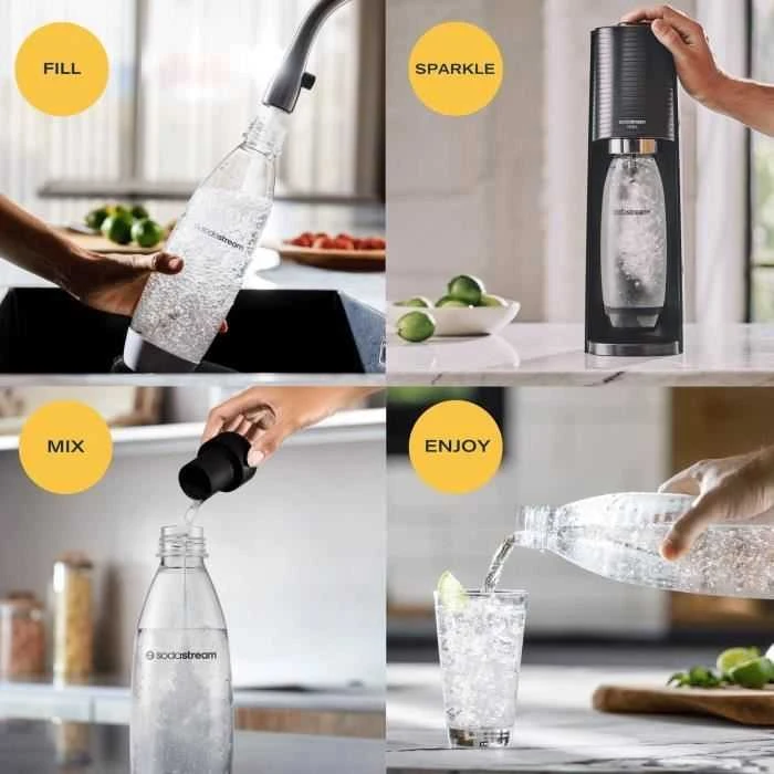 Gazuotų gėrimų gaminimo aparatas SodaStream Terra, juodas