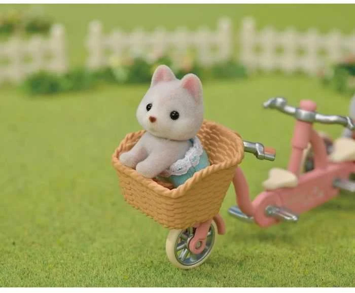 Sylvanian Families Epoch Figūrėlės husky šuniukai su dviračiu rinkinys