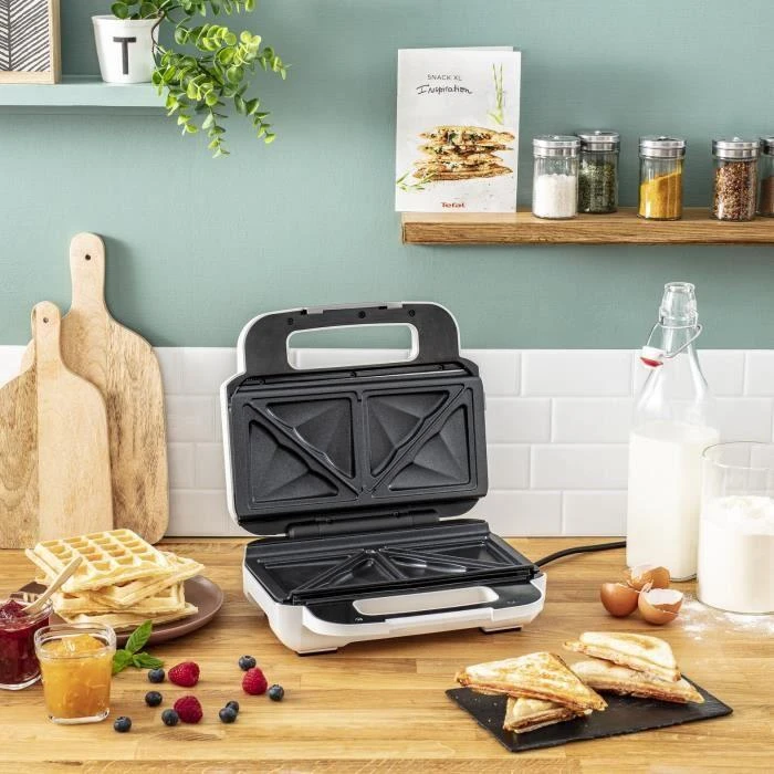 Sumuštinių keptuvas TEFAL | Vaflių gaminimo užkandis XL | SW701110 | 850 W | Kepinių skaičius 2 | Belgija | Baltas/Pilkas