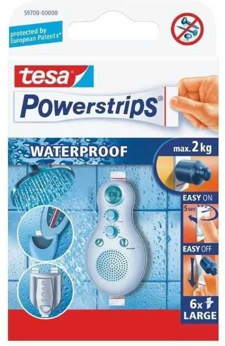 Tesa Juostelės Power-Strips, vandeniui atsparios, 6 vnt.