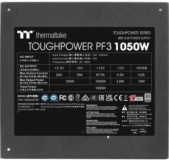 Maitinimo šaltinis Thermaltake Toughpower PF3 1050W Platinum