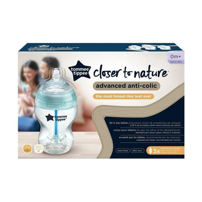 Tommee Tippee TOMMEE TIPPE buteliukas ADVANCED ANTI-COLIC, 260 ml, 3 vnt., 422746