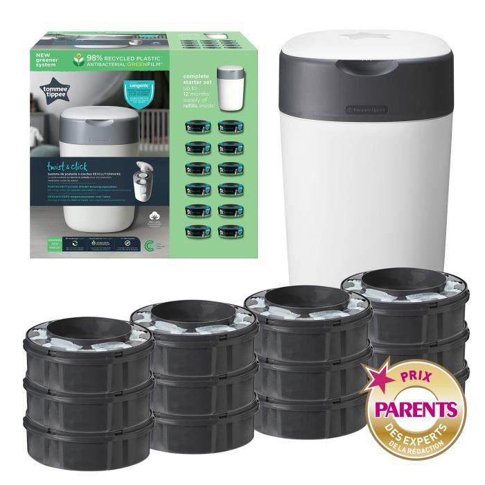 TOMMEE TIPPEE TWIST AND CLICK ADVANCED SAUSKELNIŲ KONTEINERIO IR 12 VNT. KASEČIŲ RINKINYS, Baltas