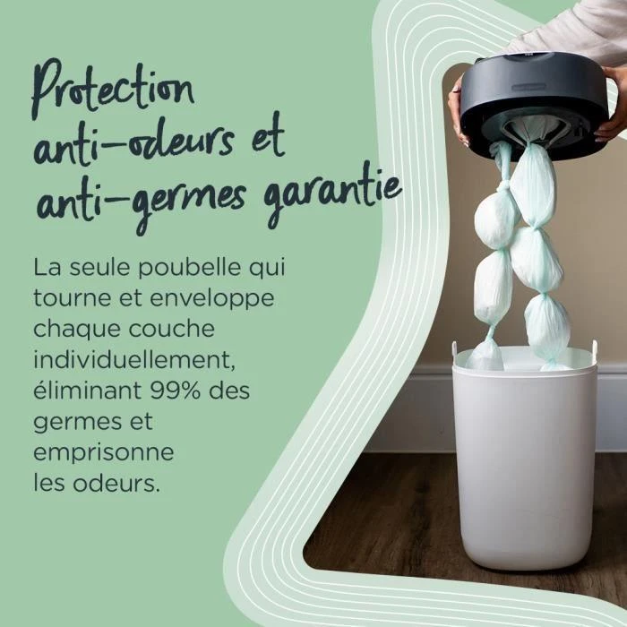 TOMMEE TIPPEE SANGENIC TWIST AND CLICK ADVANCED SAUSKELNIŲ KONTEINERIO IR 6 VNT. KASEČIŲ RINKINYS, Baltas