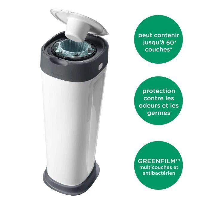 TOMMEE TIPPEE XL DYDŽIO SANGENIC TWIST AND CLICK ADVANCED SAUSKELNIŲ KONTEINERIS, Baltas