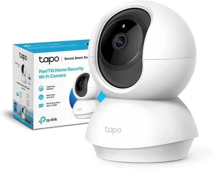 TP-LINK Pan/Tilt namų apsaugos WiFi kamera su dienos/nakties vaizdu, 1080p FHD, Micro SD kortelių talpa iki 128 GB, H.264 vaizdo įrašas, 360/114 žiūrėjimo kampas.