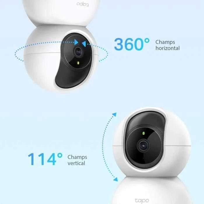 TP-LINK Pan/Tilt namų apsaugos WiFi kamera su dienos/nakties vaizdu, 1080p FHD, Micro SD kortelių talpa iki 128 GB, H.264 vaizdo įrašas, 360/114 žiūrėjimo kampas.