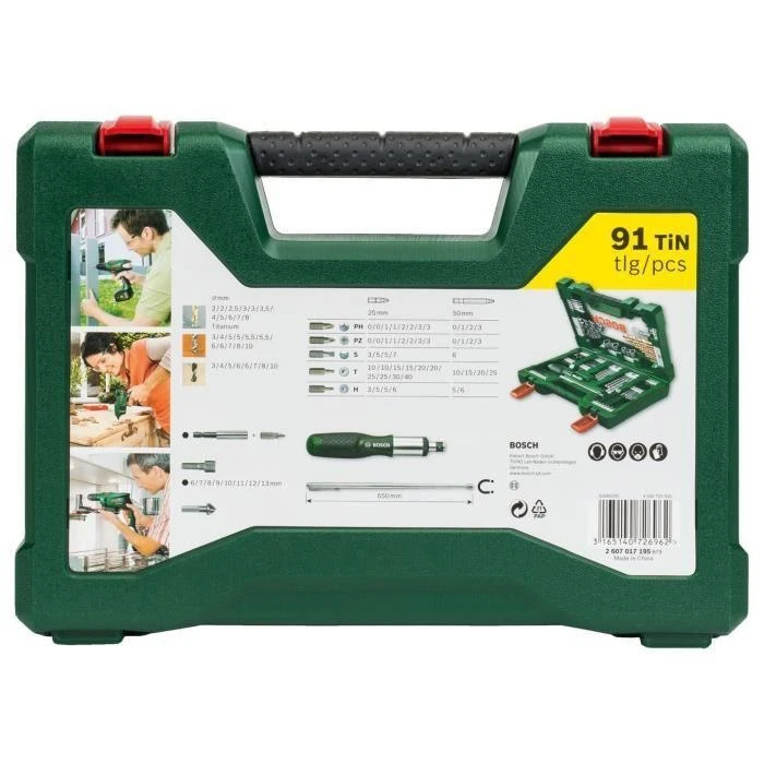 Grąžtas Įrankių komplektas Bosch 2607017195; 91 vnt.