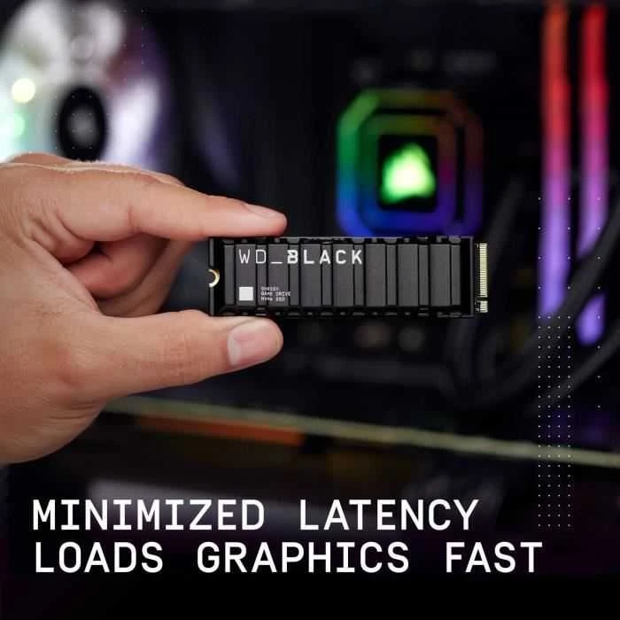 WD Juodas 2TB SN850X NVMe SSD itin greitas PCIe Gen4 x4 M.2 su vidiniu radiatoriumi, vienoje pakuotėje, maitinamas „SANDISK“