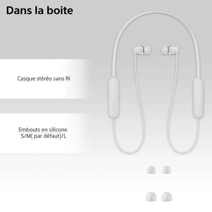 Belaidės į ausį įdedamos ausinės Sony WI-C100, Baltos