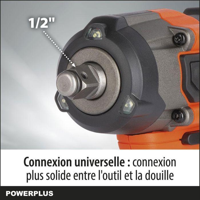 POWERPLUS Belaidis smūgio varžtas 20v 220nm + kintamas sukimo momentas - Dual Power Powdp20150 - Pristatomas be akumuliatoriaus ar įkroviklio