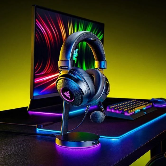 Žaidimų Ausinės Razer Kraken V3 HyperSense, USB jungtis, Chroma RGB, Juodos