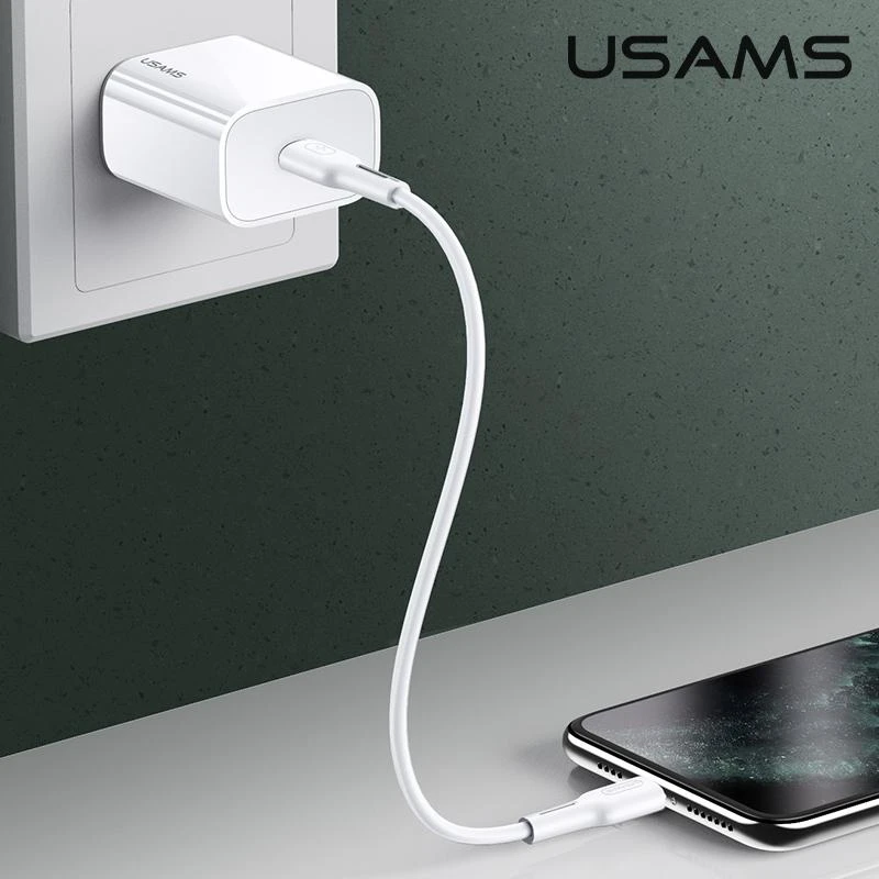 USAMS kelioninis įkroviklis 20W USB-C PD, Baltas