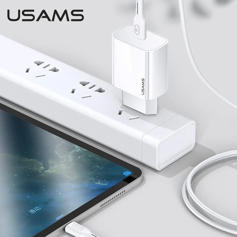 USAMS kelioninis įkroviklis 20W USB-C PD, Baltas
