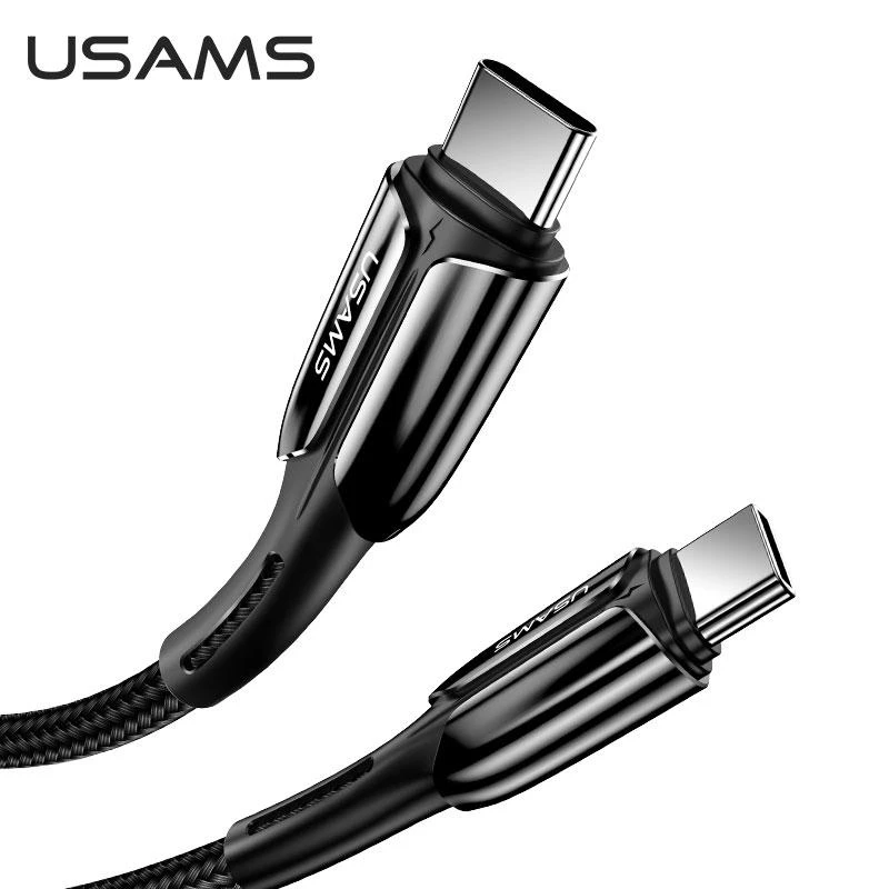 Usams U43 USB-C į USB-C greito įkrovimo laidas 100W, Juodas