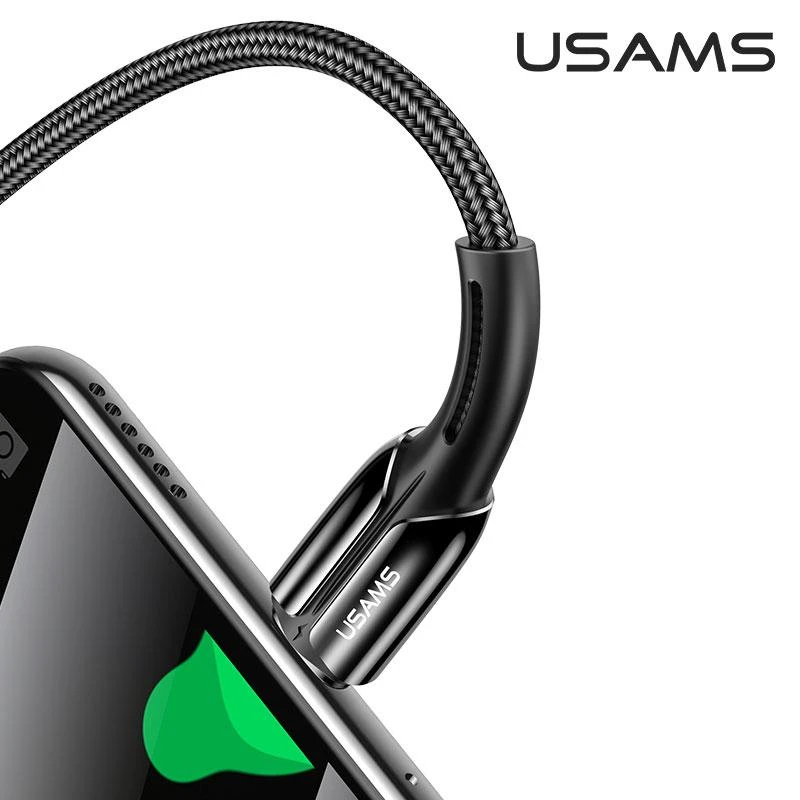 Usams U43 USB-C į USB-C greito įkrovimo laidas 100W, Juodas
