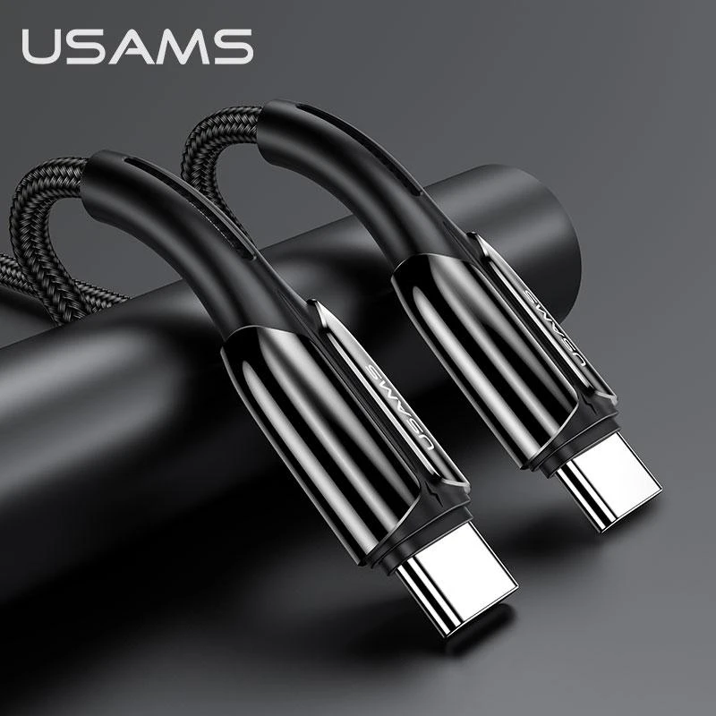 Usams U43 USB-C į USB-C greito įkrovimo laidas 100W, Juodas