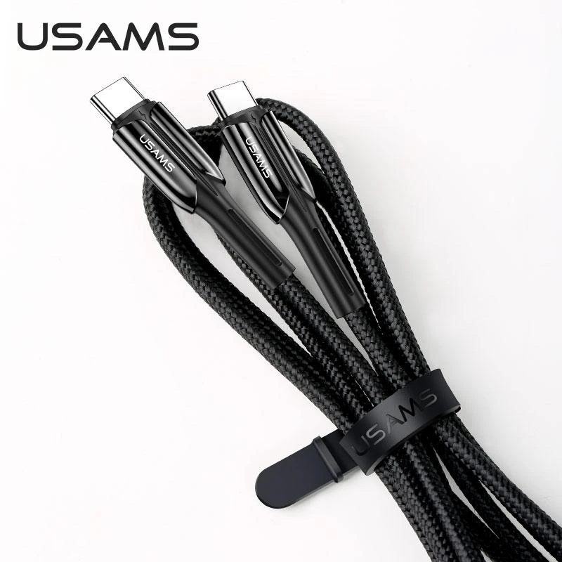 Usams U43 USB-C į USB-C greito įkrovimo laidas 100W, Juodas