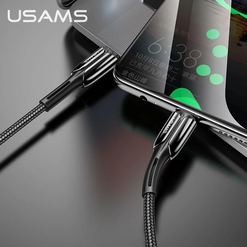 Usams U43 USB-C į USB-C greito įkrovimo laidas 100W, Juodas