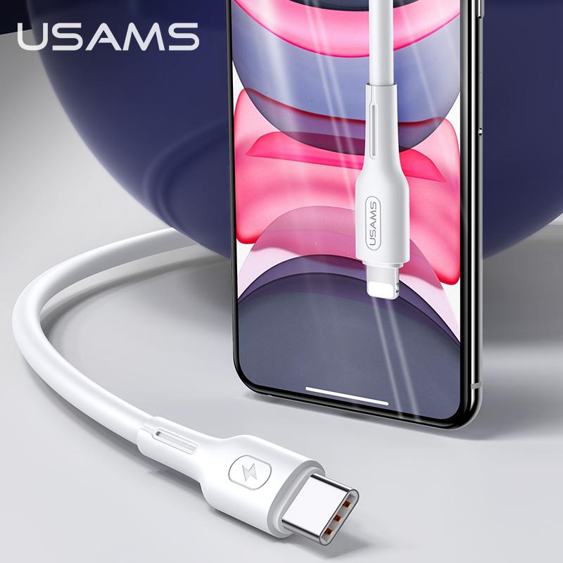 USAMS U43 USB-C į lightning greito įkrovimo laidas 30W, Juodas