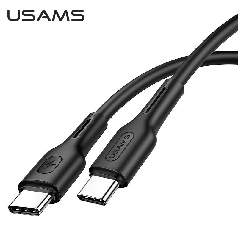 Usams U43 USB-C į USB-C greito įkrovimo laidas 100W, Juodas