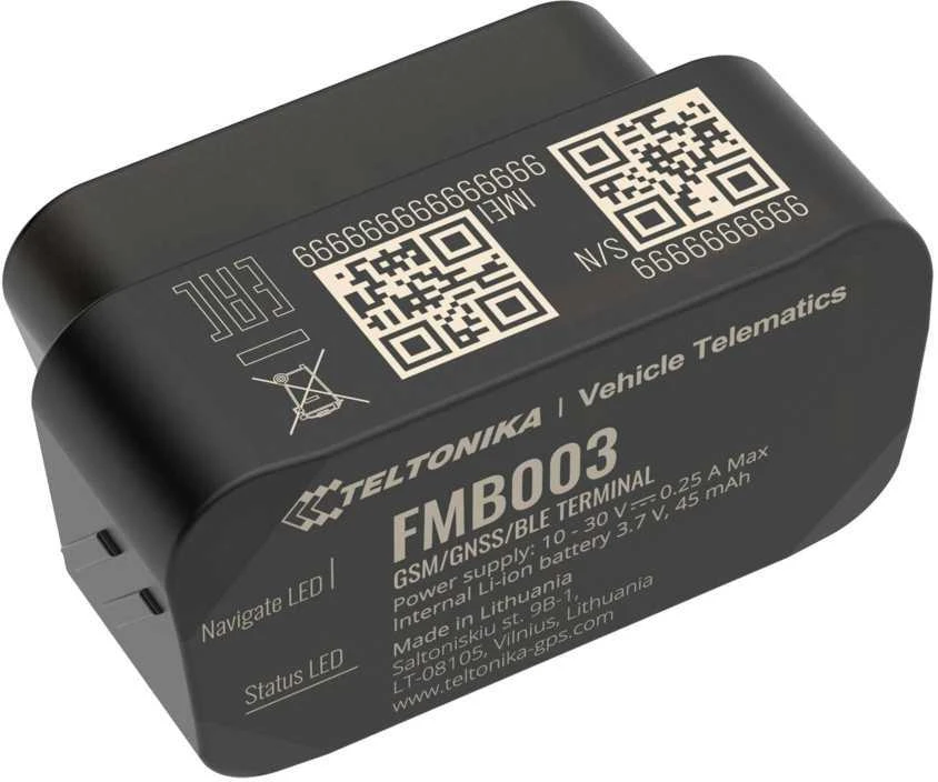 FMB003 2G TELTONIKA OBD GPS SEKLYS, Serveris : Serveris (metinis mokestis) +12 Eur, SIM kortelė: SIM Kortelė (metinis mokestis +24 Eur)