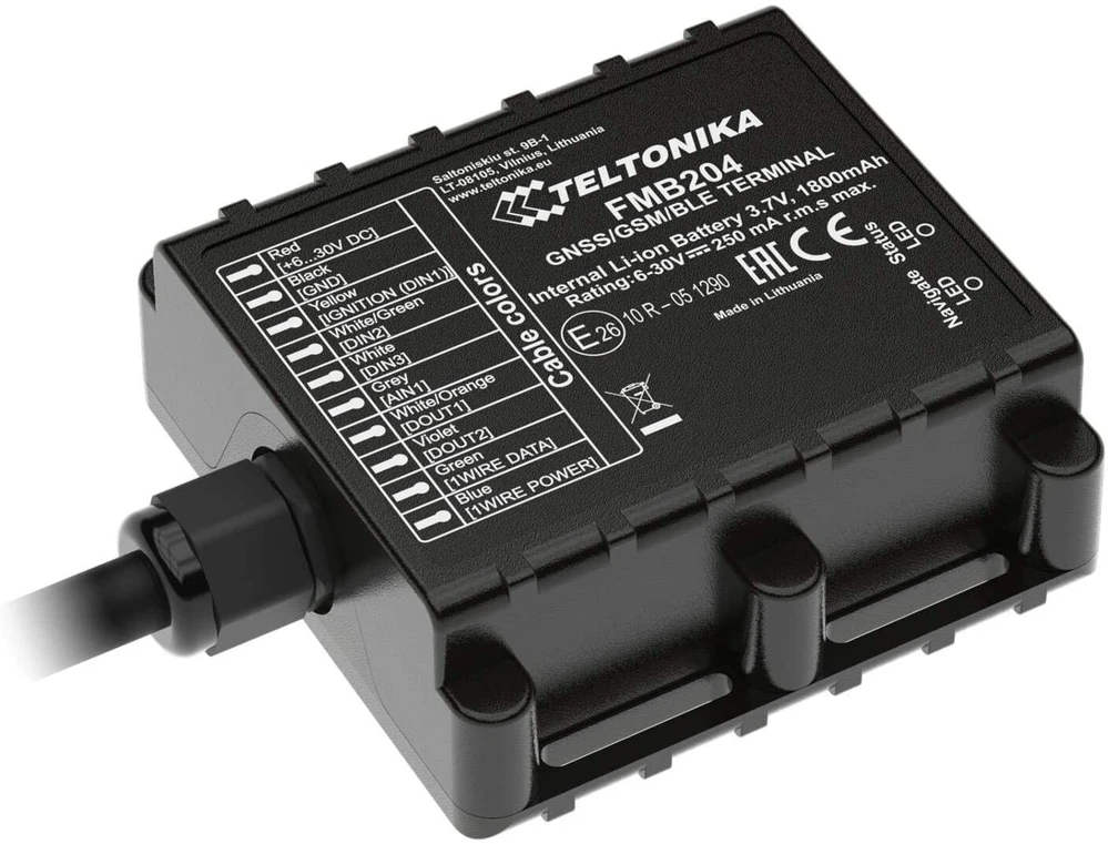 FMB204 2G Teltonika Itin atsparus drėgmei GPS seklys, SIM kortelė: Nepridėti, Serveris : Nepridėti