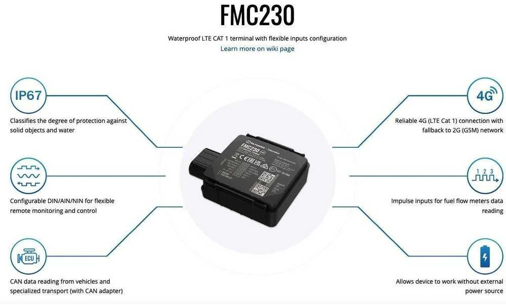 FMC230 TELTONIKA 4G GPS SEKLYS, SIM kortelė: SIM Kortelė (metinis mokestis +24 Eur), Serveris : Nepridėti