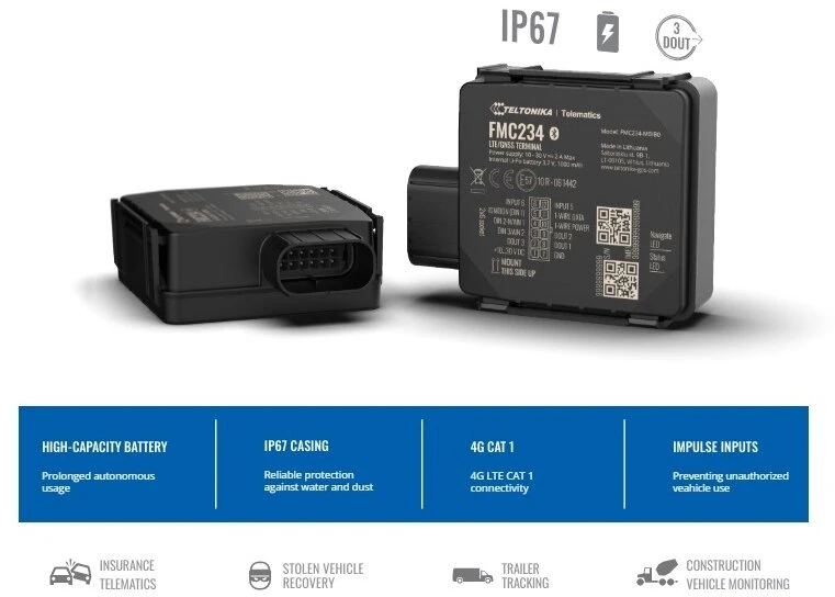 FMC234 TELTONIKA 4G GPS SEKLYS, SIM kortelė: Nepridėti, Serveris : Nepridėti, PRO Serveris: Nepridėti